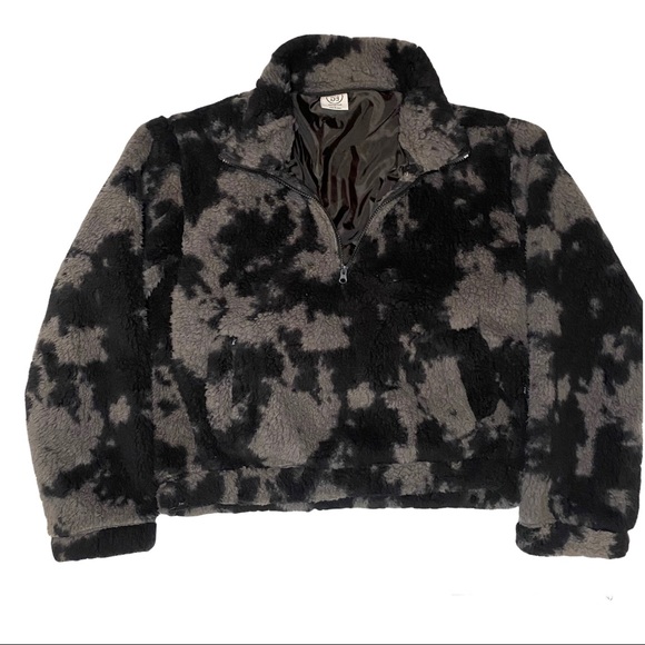 Oversized Pullover Crop Teddy Jacket Women Sage Collective Sherpa Cozy Sweater - Picture 2 of 7